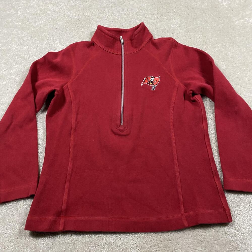 Tampa Bay Buccaneers Sweatshirt Womens L Red NFL Football Tommy Bahama 1/4 Zip